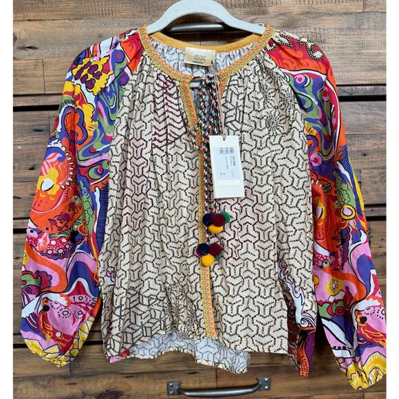 DX COLLECTION Italy Boho Print Blouse/Jacket/Shirt Women's Sz M NEW - Picture 2 of 10